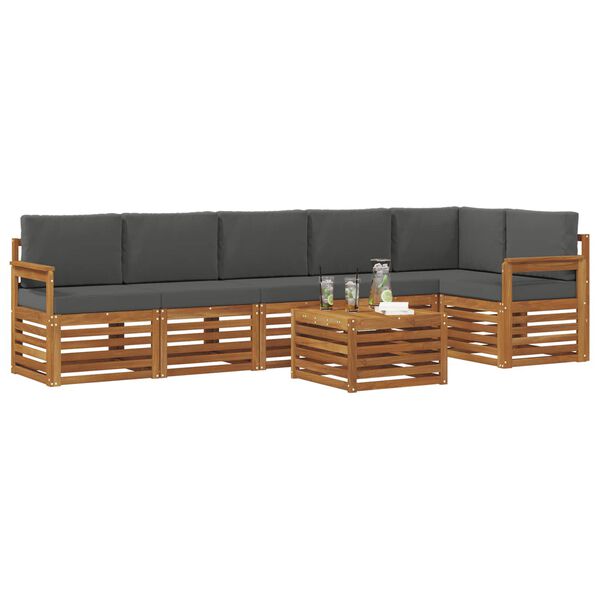 vidaXL Sekcijos sofų komplektas 7 pcs Natūralus ir antracitas
