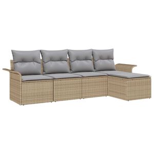 vidaXL Lauko sofa su pagalve 5 pcs Smėlio poliratanas