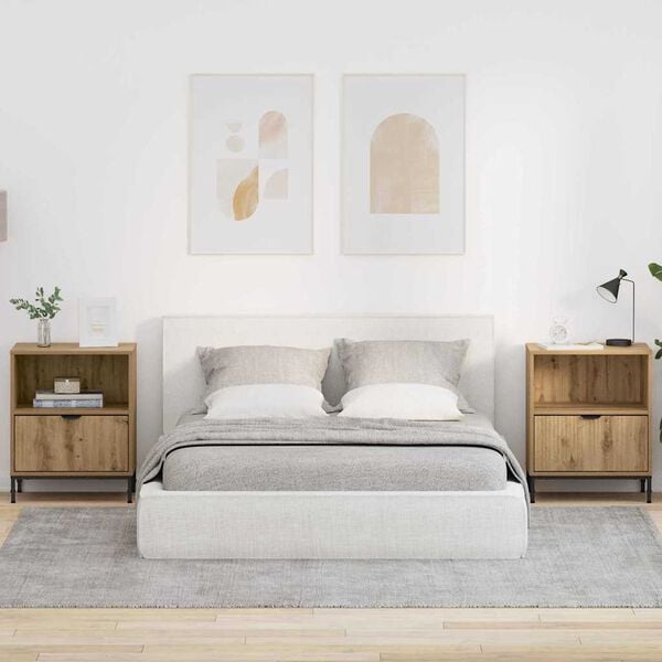 vidaXL &Scaron;alia lovos spintelė 2 pcs artisano ąžuolo 49 x 36 x 61 cm