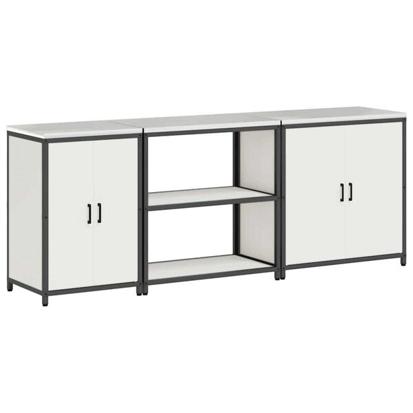 vidaXL Virtuvės saugojimo rinkinys su lentyna Kita 3 pcs Balta Plienas