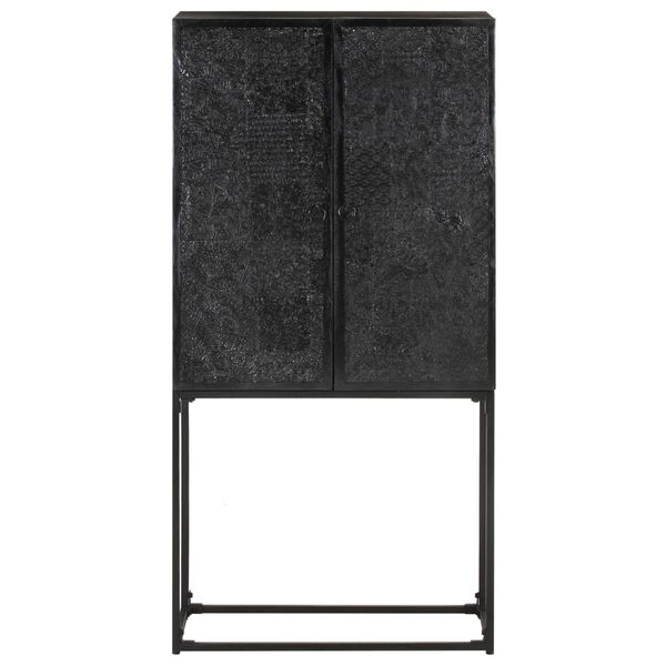 vidaXL Šoninė spintelė, juoda, 60x30x120cm, akacijos ir mango masyvai