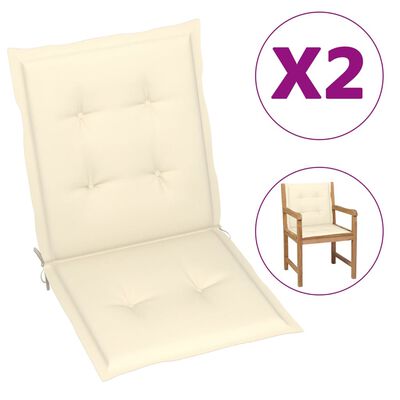 vidaXL Sodo kėdės pagalvėlės, 2vnt., kreminės spalvos, 100x50x3cm