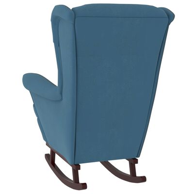 vidaXL Supamas krėslas su kaučiukmedžio kojomis, mėlynas, aksomas