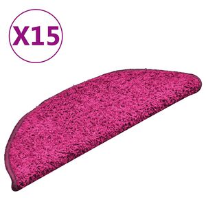 vidaXL Laiptų kilimėliai, 15 vnt., 56x17x3 cm, rožiniai, pusapvaliai