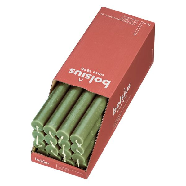 Bolsius Stalo žvakės Shine, 16vnt., &scaron;viežių alyvuogių spalvos, 27cm