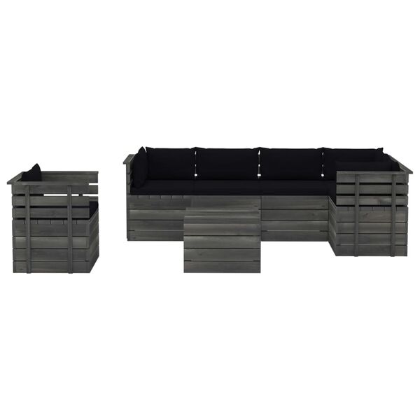 vidaXL Sodo komplektas i&scaron; palečių su pagalvėlėmis, 7 dalių, pu&scaron;is