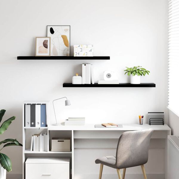 vidaXL Pakabinamos lentynos, 2vnt., juodos, 120x23,5x3,8cm, MDF