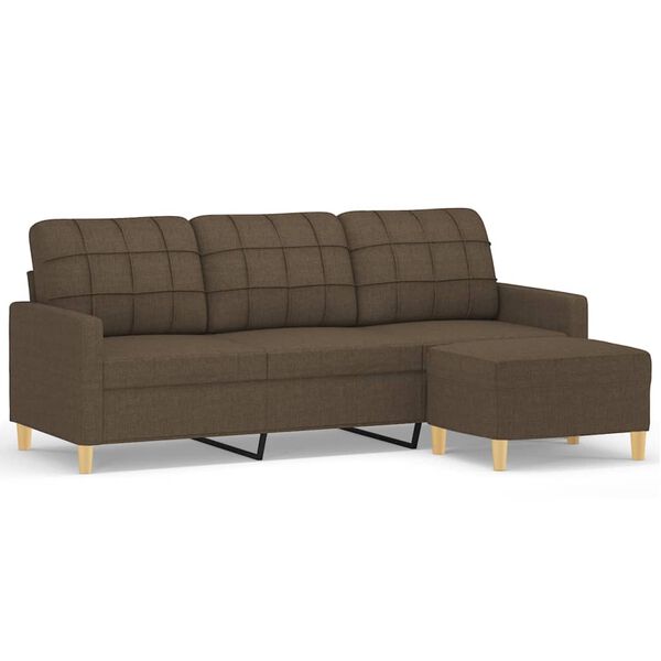 vidaXL Trivietė sofa su pakoja, rudos spalvos, 180cm, audinys