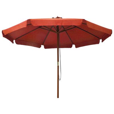 vidaXL Lauko skėtis su mediniu stulpu, terakota spalvos, 330cm