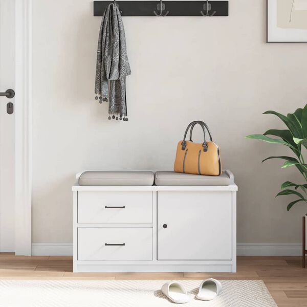 vidaXL Prieškambario suoliukas SANDNES baltas 87x40x50 pušies masyvo