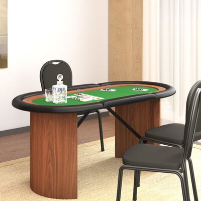 vidaXL Pokerio stalas, žalios spalvos, 160x80x75cm, 10 žaidėjų