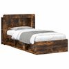 vidaXL Lovos rėmas su saugojimu Dūminio ąžuolo 90 x 200 cm