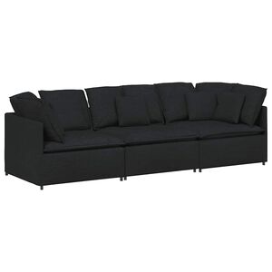vidaXL Modulinė sofa su pagalvėlėmis, audinys, juoda