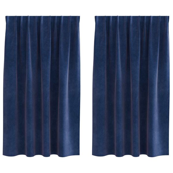 vidaXL Užtemdymo užuolaidos 2 pcs Tamsiai mėlyna 140 x 175 cm Aksomas