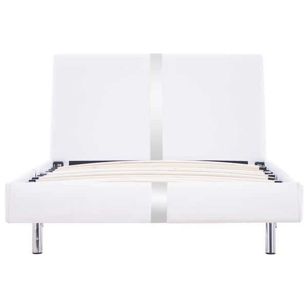 vidaXL Lovos rėmas, baltos spalvos, 90x200 cm, dirbtinė oda