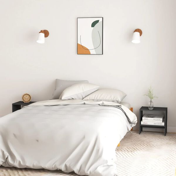 vidaXL Naktinės spintelės, 2vnt., pilkos, 40x30,5x40cm, pušies masyvas