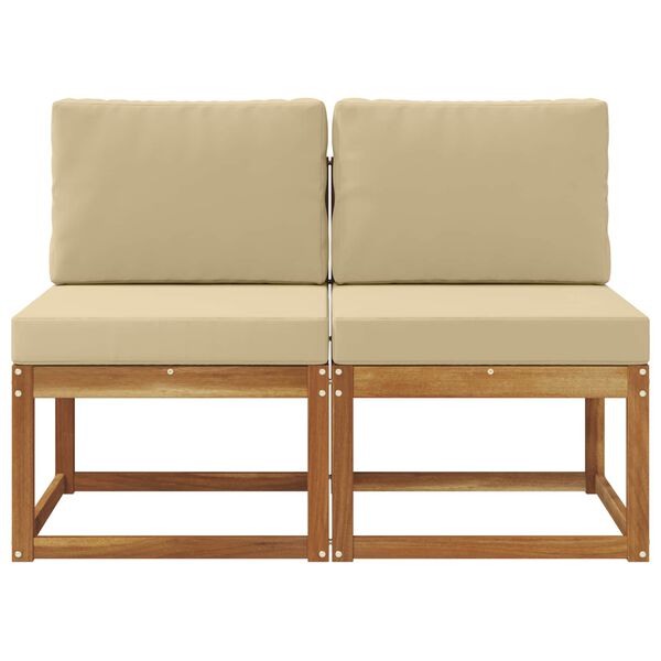 vidaXL 2 Vienetas Lauko Vidurinis Sofa Kietos akacijos mediena