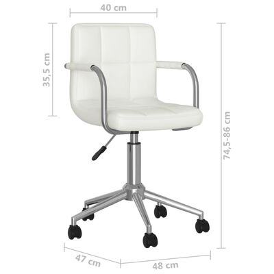 vidaXL Pasukama biuro kėdė, baltos spalvos, dirbtinė oda