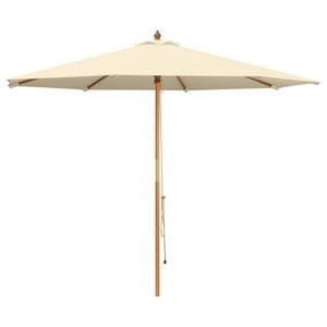 vidaXL Sodo skėtis &Oslash; 300 x 248 cm Kietas eukalipto medis Kreminė balta