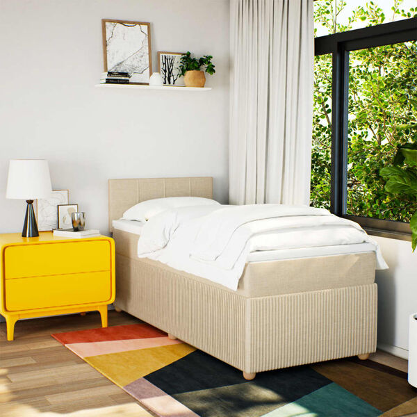 vidaXL Lova su spyruoklėmis ir čiužiniu, kreminė, 80x200cm, audinys