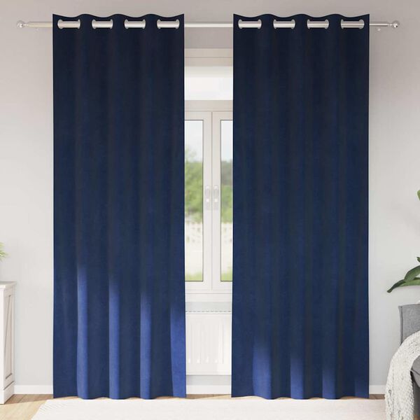 vidaXL Užtemdymo užuolaidos 2 pcs Tamsiai mėlyna 140 x 225 cm Aksomas