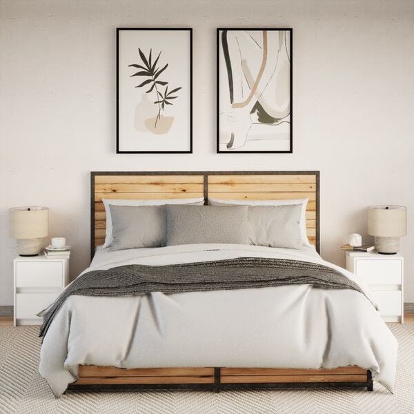 vidaXL Naktinės spintelės su LED lemputėmis, 2vnt., baltos, mediena