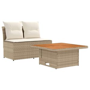 vidaXL 2 Vienetas Sodo vidurinė sofa su pakeliama lentele poliratanas