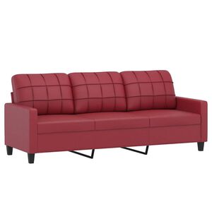 vidaXL Trivietė sofa, raudonojo vyno spalvos, 180cm, dirbtinė oda