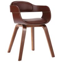 vidaXL Valgomojo kėdė su bukmedžio kojomis, ruda, dirbtinė oda