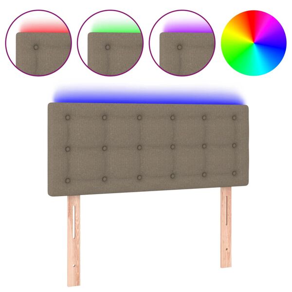 vidaXL Galvūgalis su LED, taupe spalvos, 100x5x78/88cm, audinys
