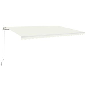 vidaXL Rankiniu būdu i&scaron;traukiama markizė su LED, kreminė, 500x300cm