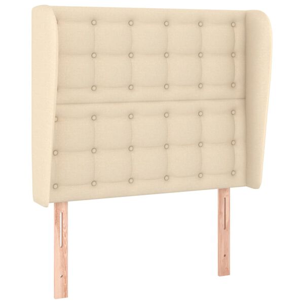 vidaXL Galvūgalis su auselėmis, kreminis, 103x23x118/128cm, audinys