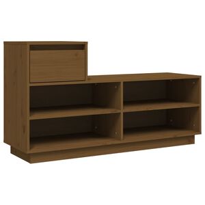 vidaXL Spintelė batams, medaus ruda, 110x34x61cm, pu&scaron;ies masyvas
