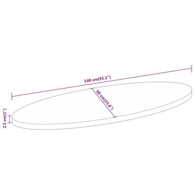 vidaXL Stalviršis, 140x60x2,5cm, akacijos masyvas, ovalo formos