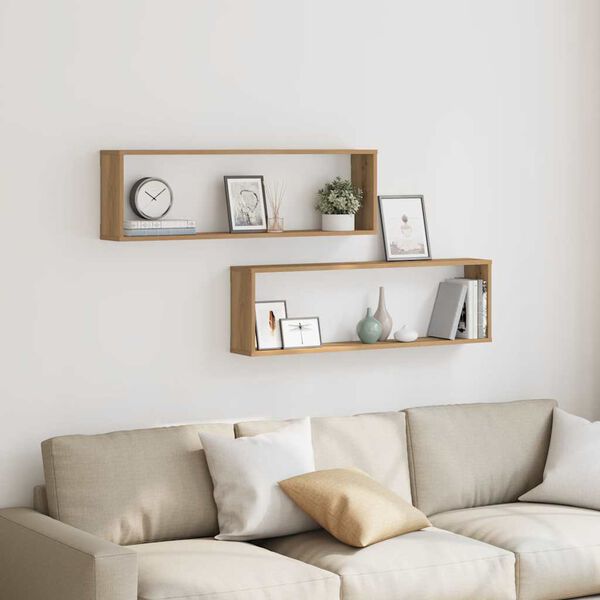 vidaXL Sieninės lentynos, 2vnt., artisano, 100x15x30cm, mediena