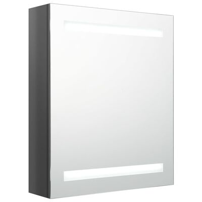 vidaXL Veidrodinė vonios spintelė su LED, pilka, 50x14x60cm, blizgi