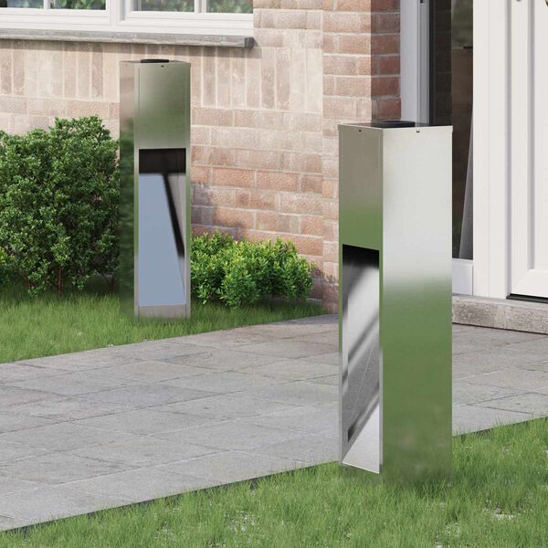 vidaXL Saulės LED takų &scaron;viestuvas 2 pcs Sidabro Cinkuotas