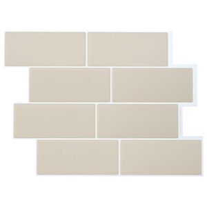 vidaXL Metro plytelė 10 pcs Smėlio 29 x 21 cm Poliuretanas ir PET