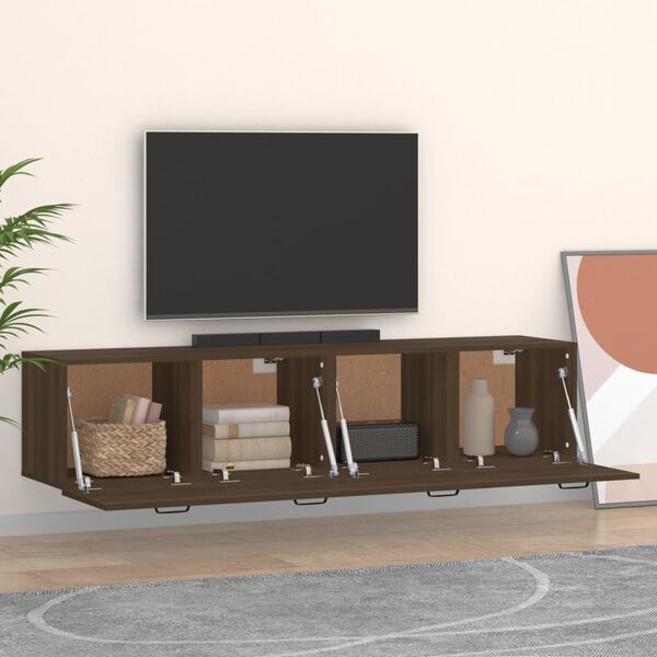 vidaXL Sieninės spintelės, 2vnt., rudos ąžuolo, 60x36,5x35cm, mediena