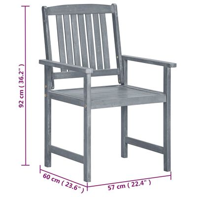 vidaXL Sodo kėdės, 2vnt., pilkos spalvos, akacijos medienos masyvas