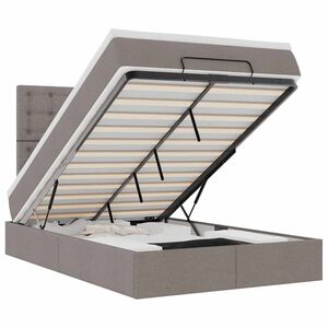 vidaXL Osmanų lova su čiužiniu ir LED, taupe sp., 120x190cm, audinys