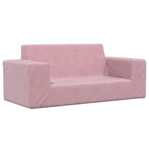 vidaXL Dvivietė vaiki&scaron;ka sofa, rožinės spalvos, mink&scaron;tas pliu&scaron;as