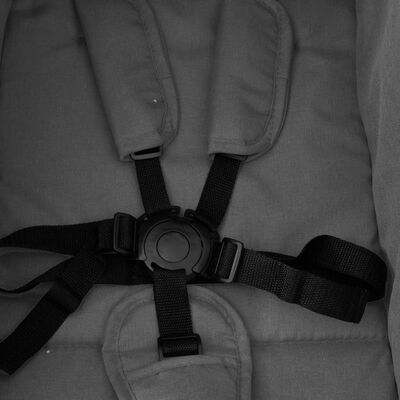 vidaXL Vežimėlis dvynukams, tamsiai pilkos ir juodos spalvos, plienas