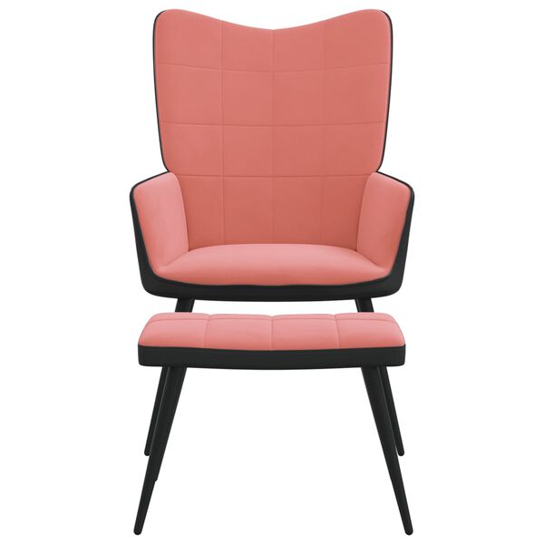 vidaXL Poilsio kėdė su pakoja, rožinės spalvos, aksomas ir PVC