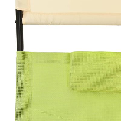 vidaXL Dvivietis saulės gultas, žalias ir kreminis, tekstilenas