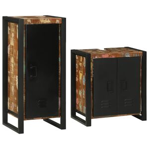 vidaXL Vonios baldų rinkinys su lentyna 2 pcs Kieta atnaujinta mediena