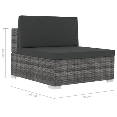vidaXL Sodo sofos komplektas su pagalvėmis, 4 dalių, pilkas, ratanas