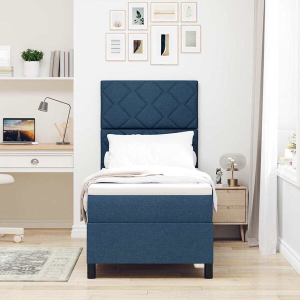 vidaXL Kiemas lova su čiužiniu Mėlyna 80 x 200 cm audinys