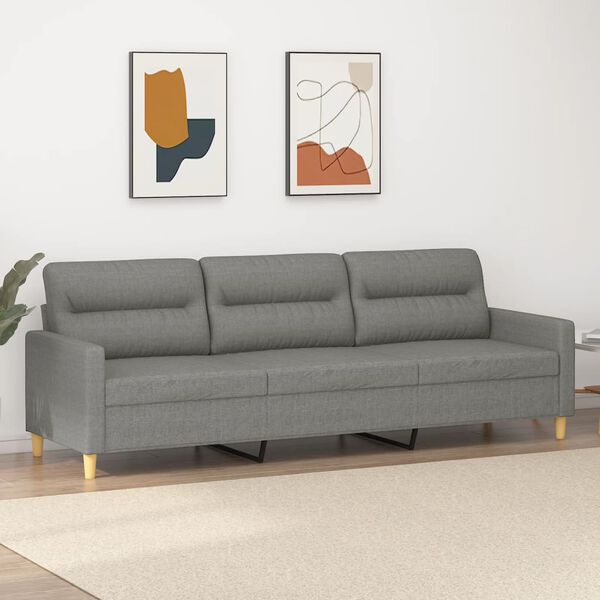 vidaXL Trivietė sofa, tamsiai pilkos spalvos, 210cm, audinys
