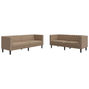 vidaXL Chesterfield sofų komplektas, 2 dalių, kapučino, dirbtinė oda